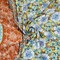 Yellow-Multi Floral Border Print Stretch Metallic Poly Ghost Crepe Fabric By the Yard
